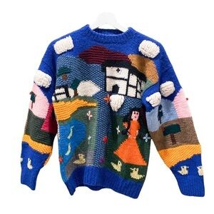 Peruvian hand knitted chunky knit novelty sweater